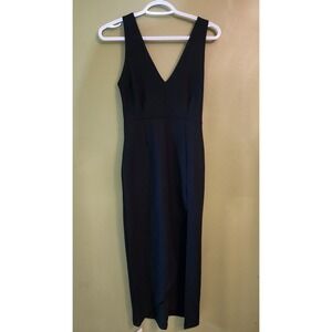 Abercrombie And Fitch, Black Deep V Neck, Front Side Slit Long Womens Dress, XS